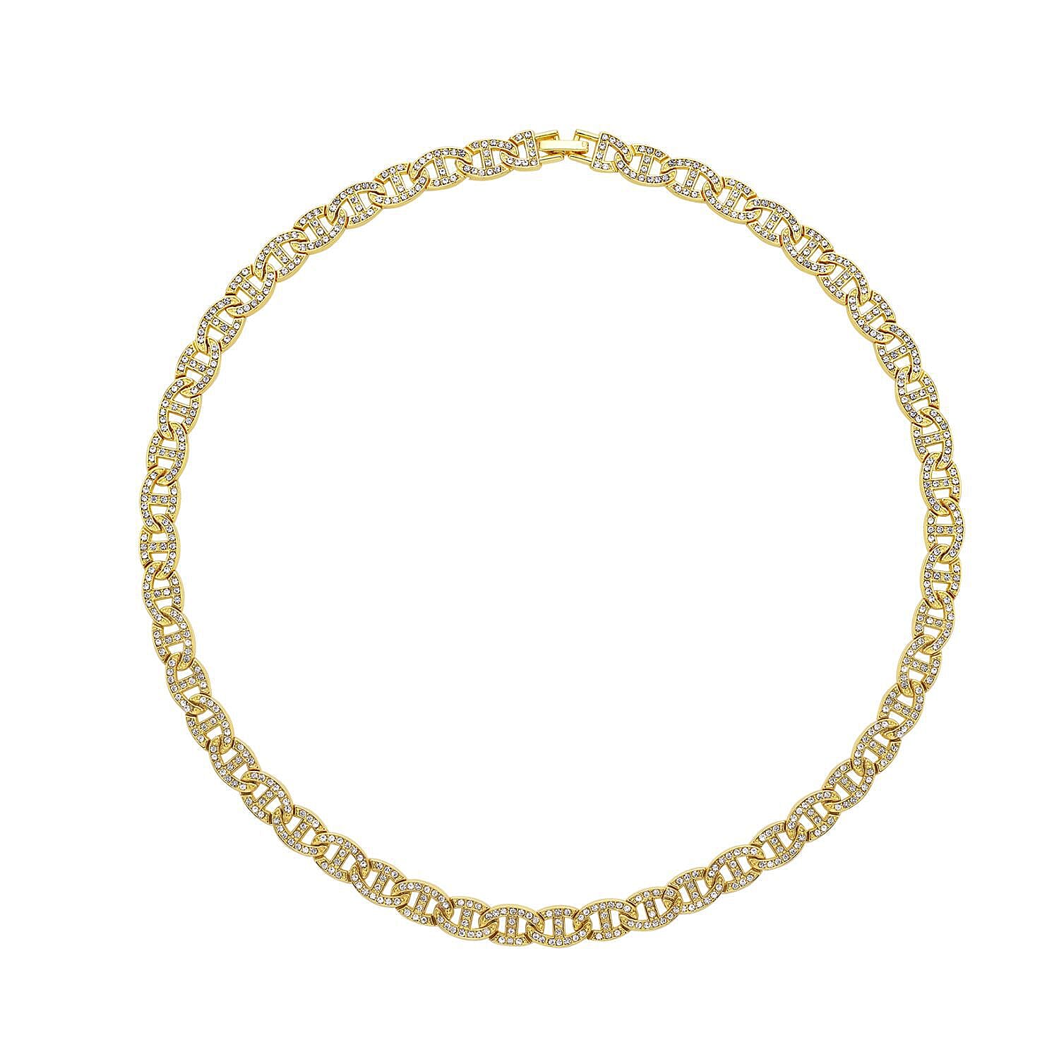 White Austrian Crystal Anchor Chain Necklace (Size - 20) in Gold Tone 7211571 0
