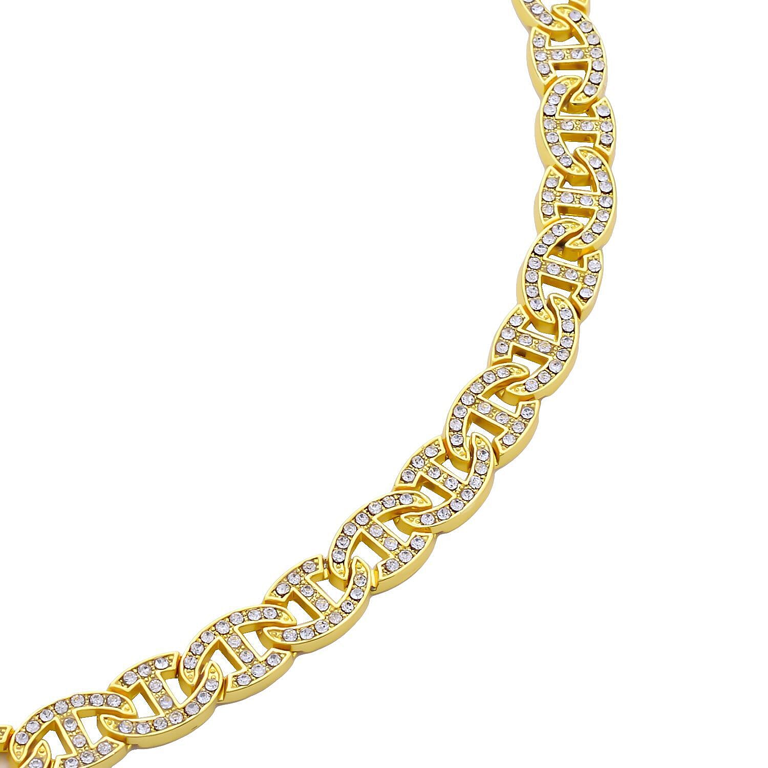 White Austrian Crystal Anchor Chain Necklace (Size - 20) in Gold Tone 7211571 2