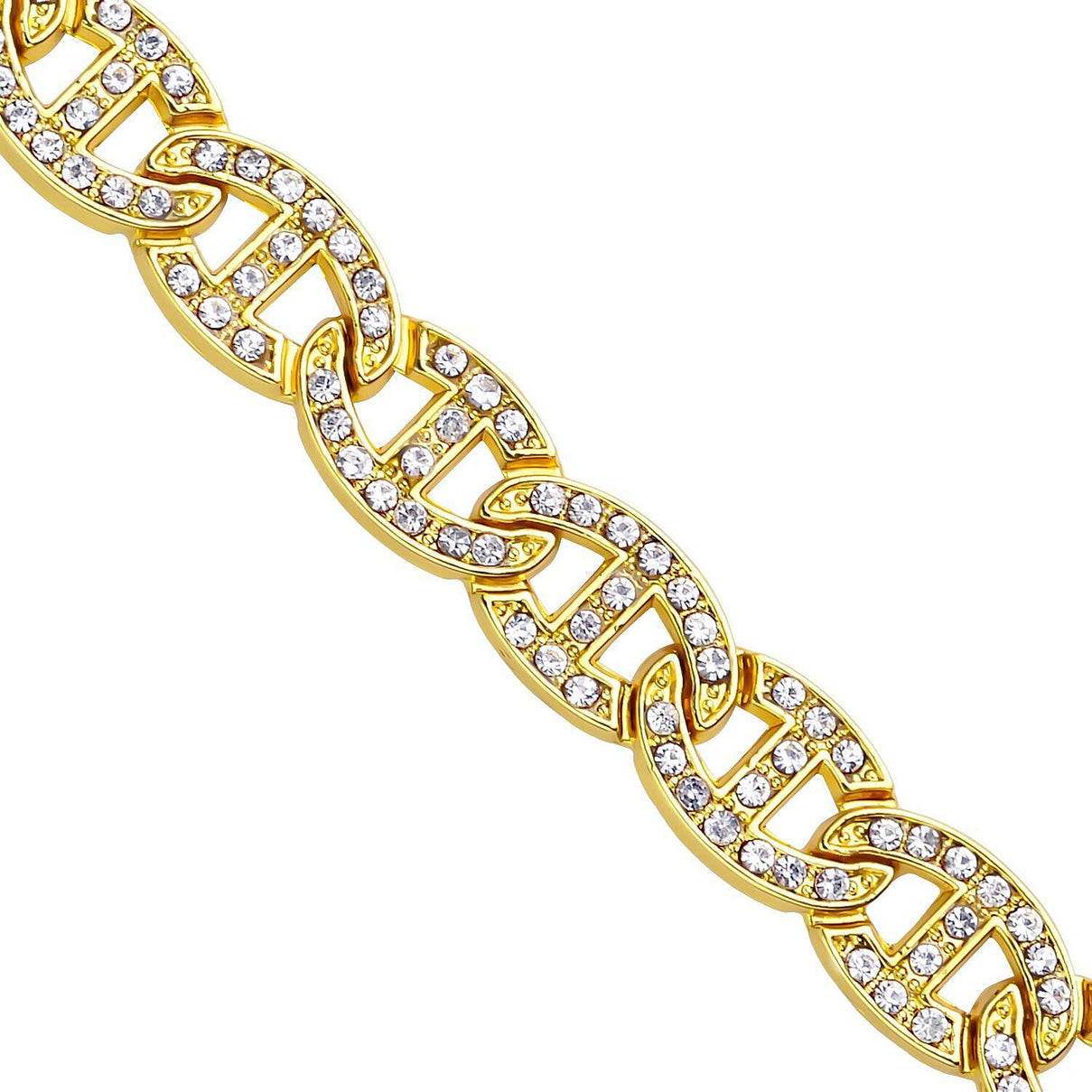 White Austrian Crystal Anchor Chain Necklace (Size - 20) in Gold Tone 7211571 3