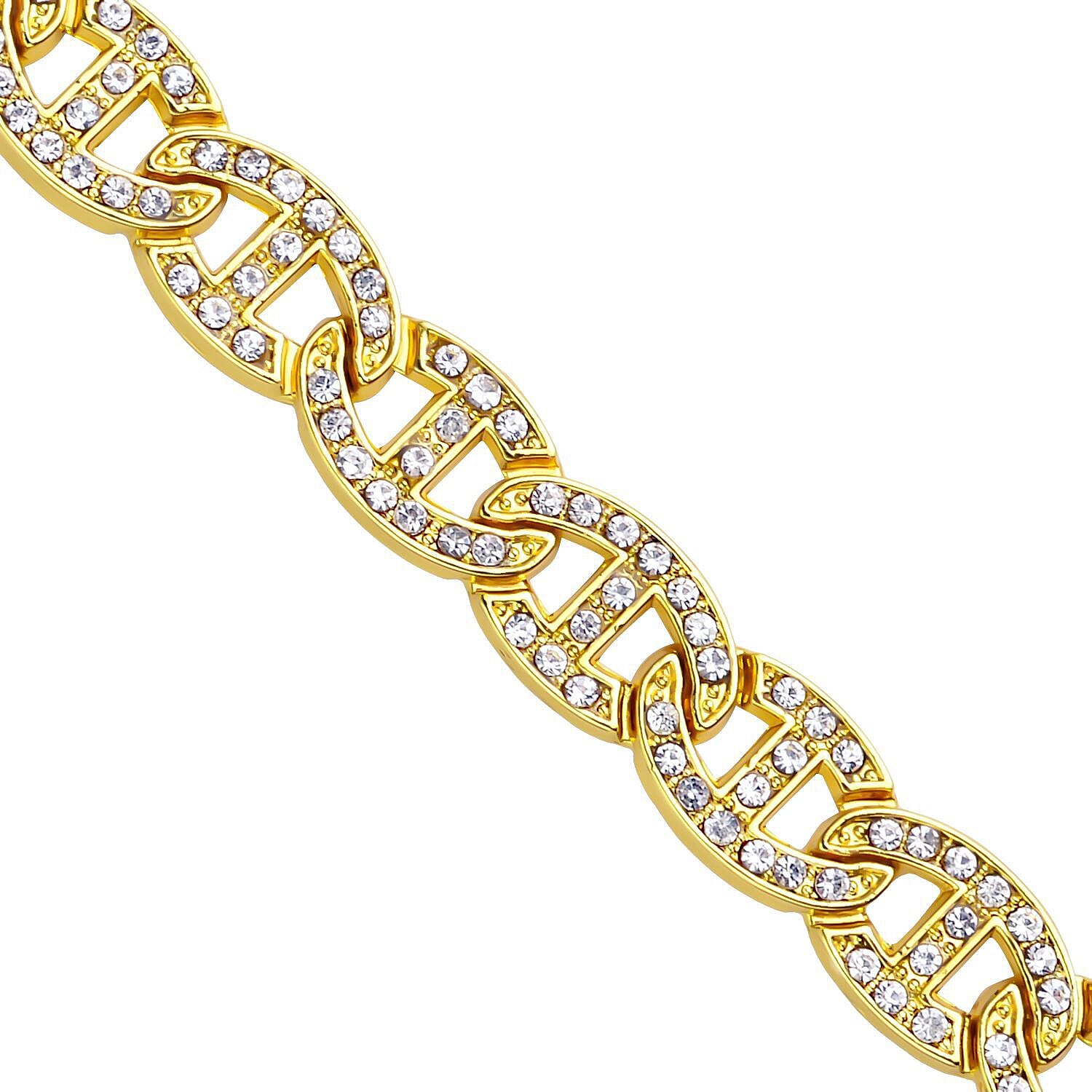 White Austrian Crystal Anchor Chain Necklace (Size - 20) in Gold Tone 7211571 3