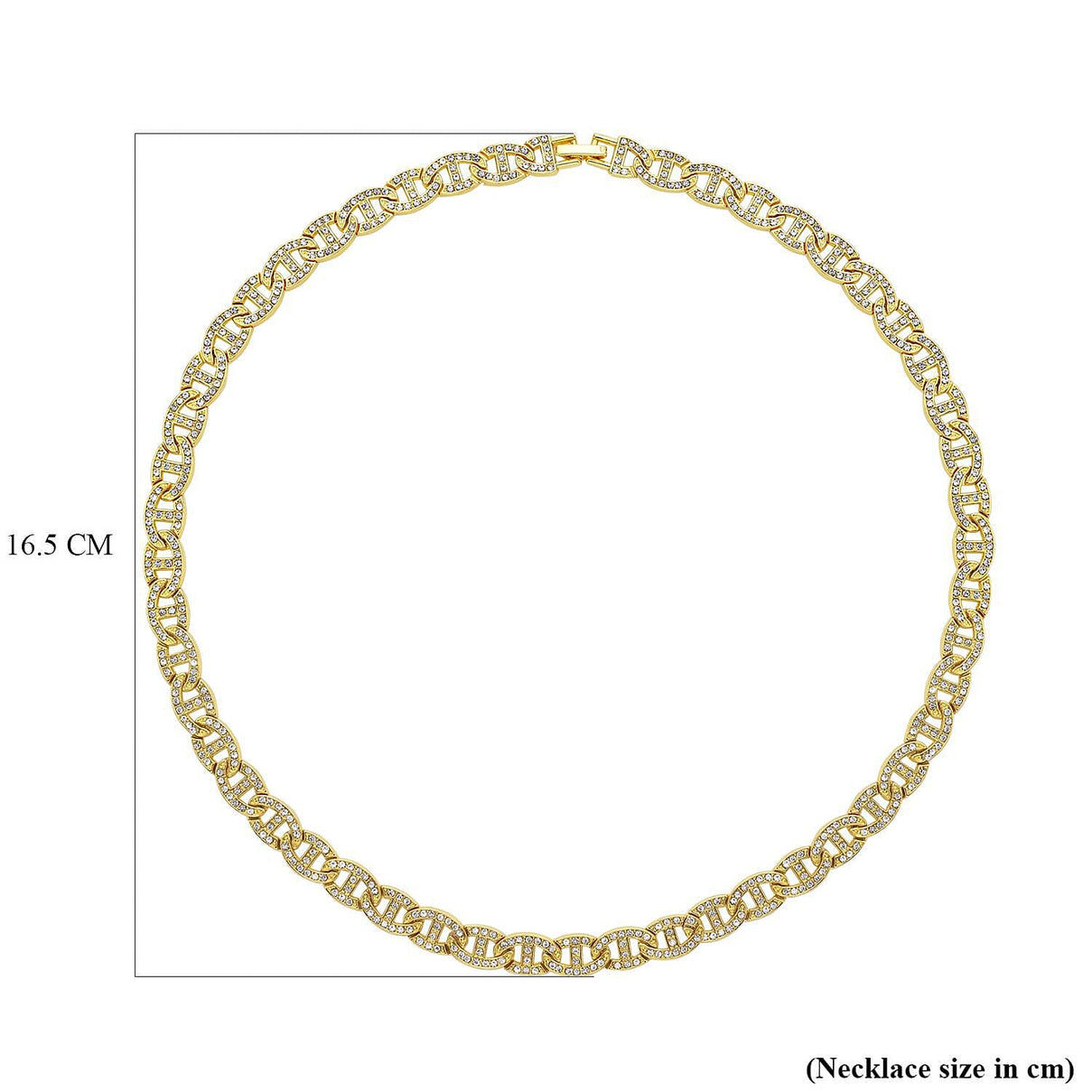 White Austrian Crystal Anchor Chain Necklace (Size - 20) in Gold Tone 7211571 4