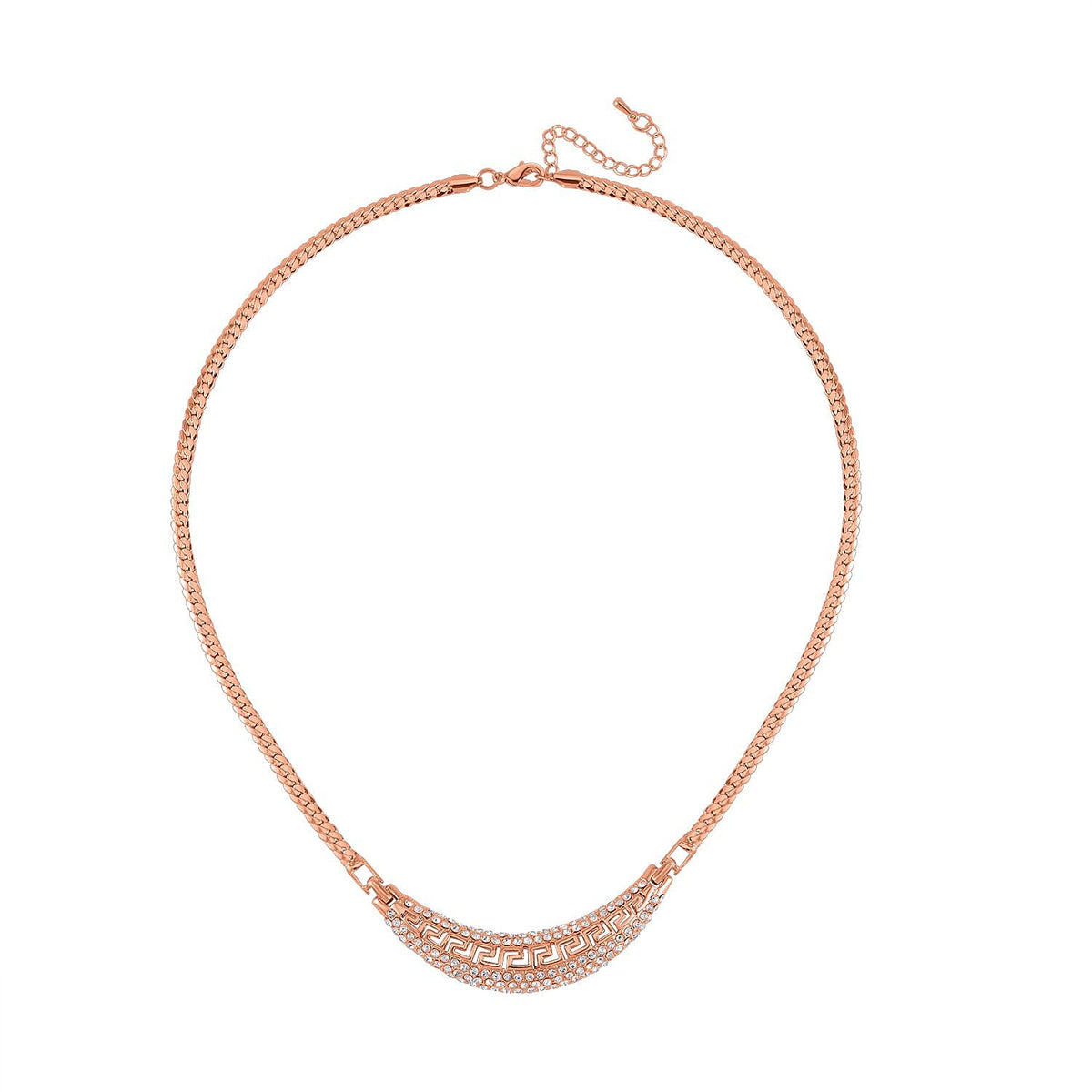 Greek Key White Austrian Crystal Braided Curb Rose Colour Necklace (Size - 20) 7577395 0