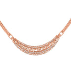 Greek Key White Austrian Crystal Braided Curb Rose Colour Necklace (Size - 20)