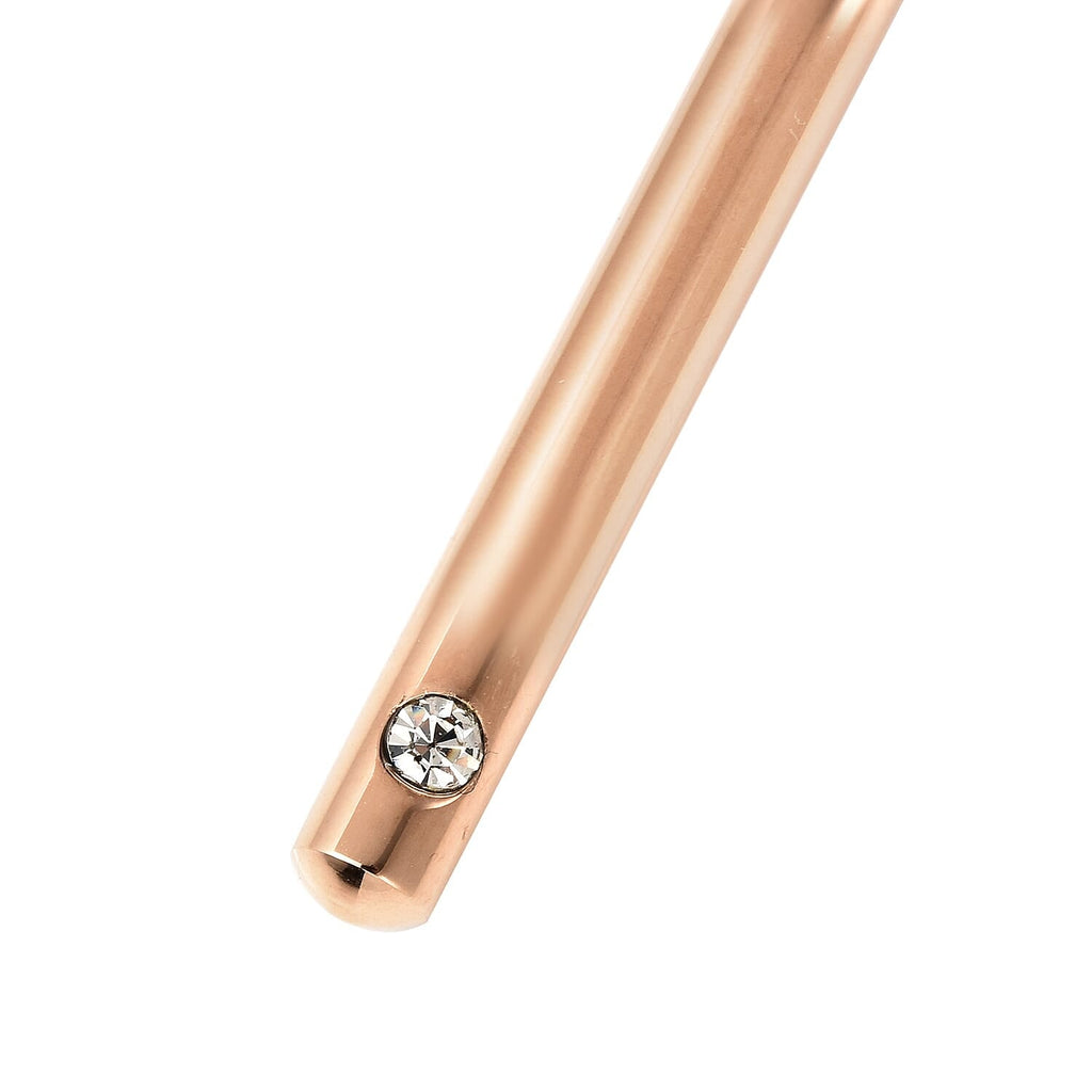 White Austrian Crystal Necklace (Size - 21) in Rose Gold Tone