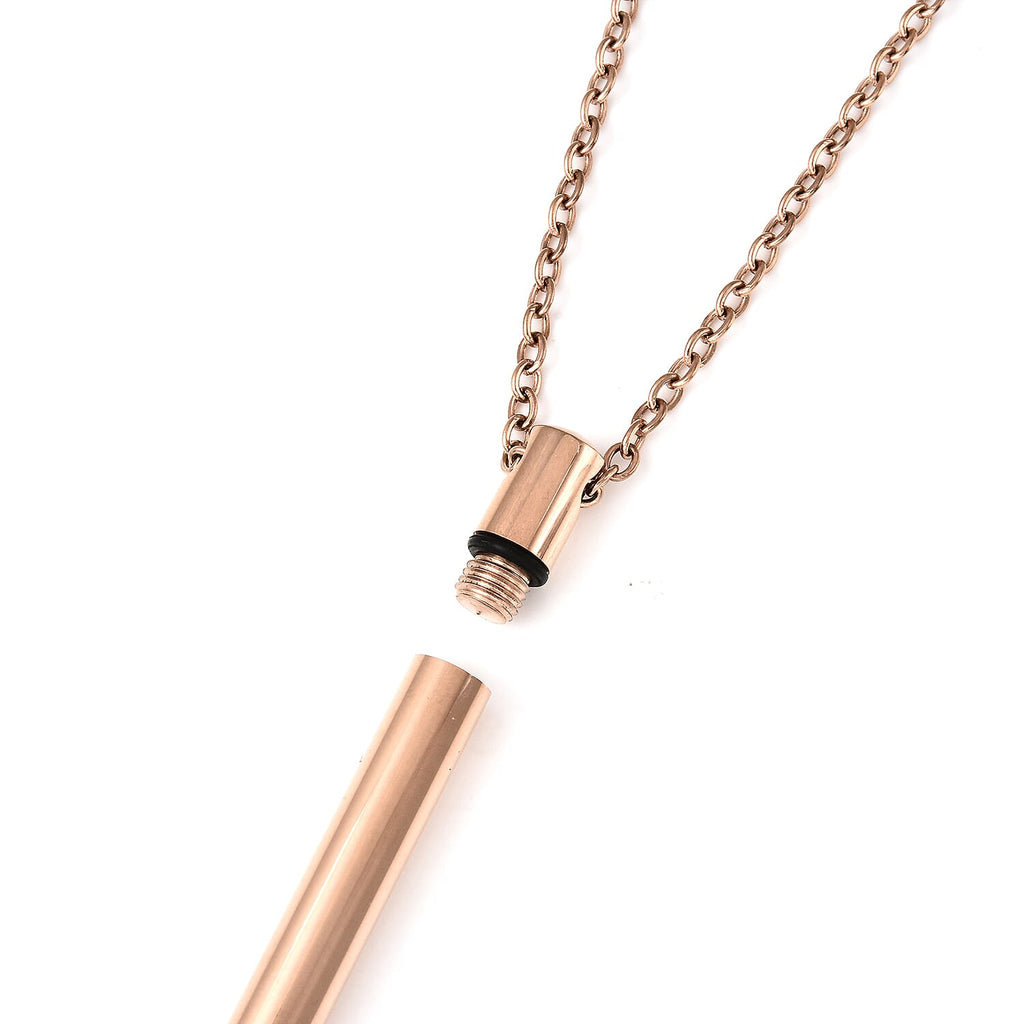 White Austrian Crystal Necklace (Size - 21) in Rose Gold Tone