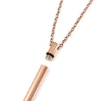 White Austrian Crystal Necklace (Size - 21) in Rose Gold Tone