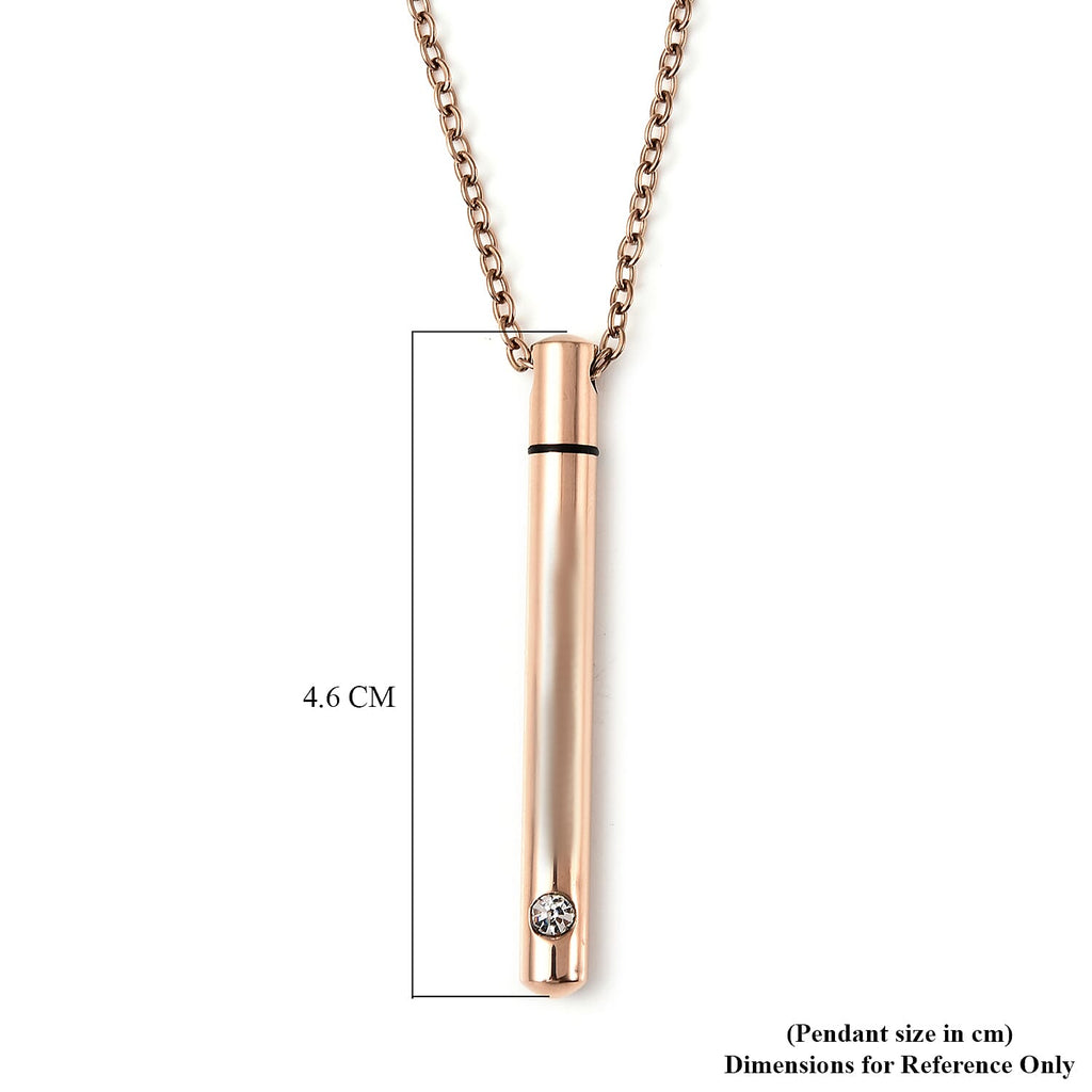 White Austrian Crystal Necklace (Size - 21) in Rose Gold Tone