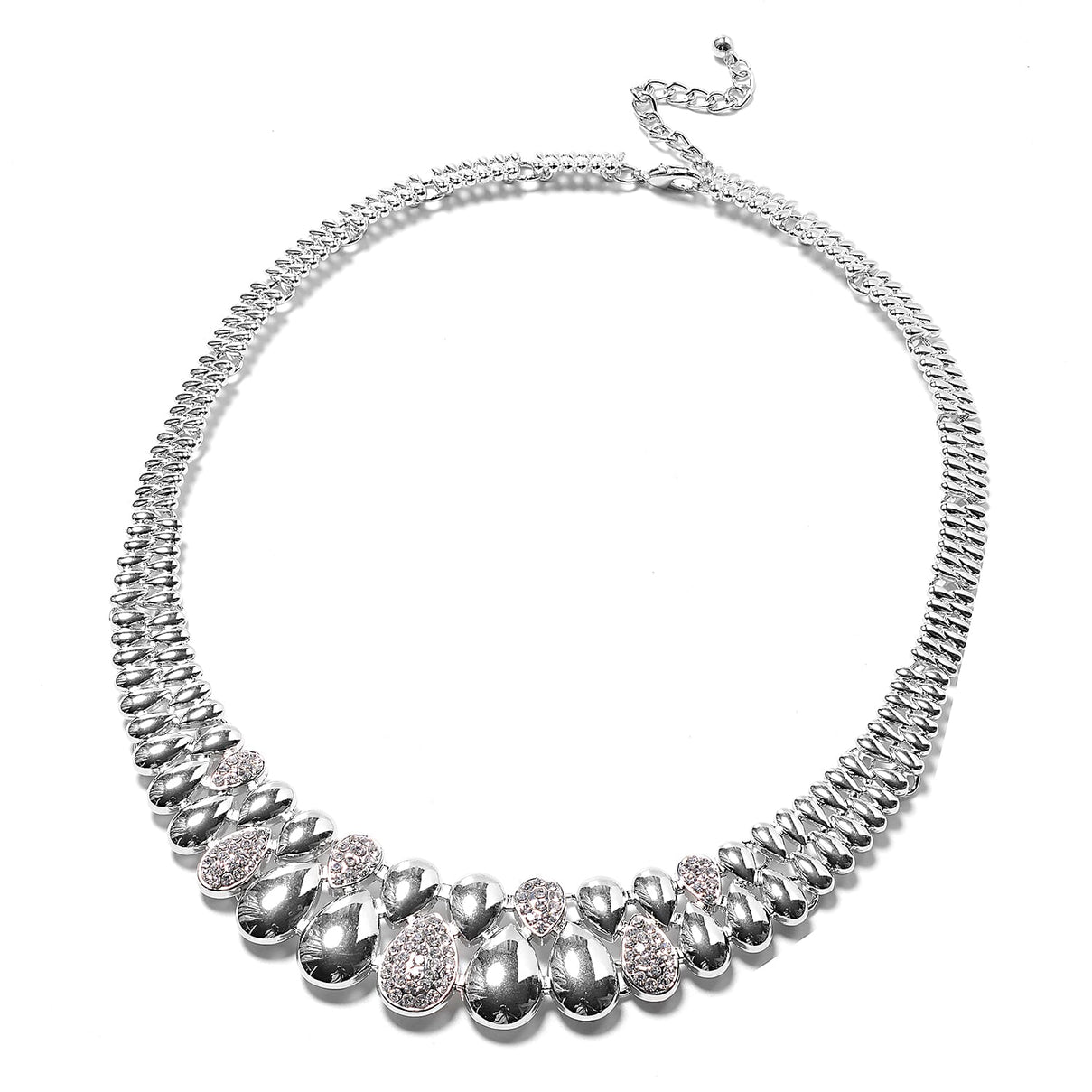 White Austrian Crystal Necklace (Size - 20 with 2 inch Extender) in Silver Tone 3682385 0