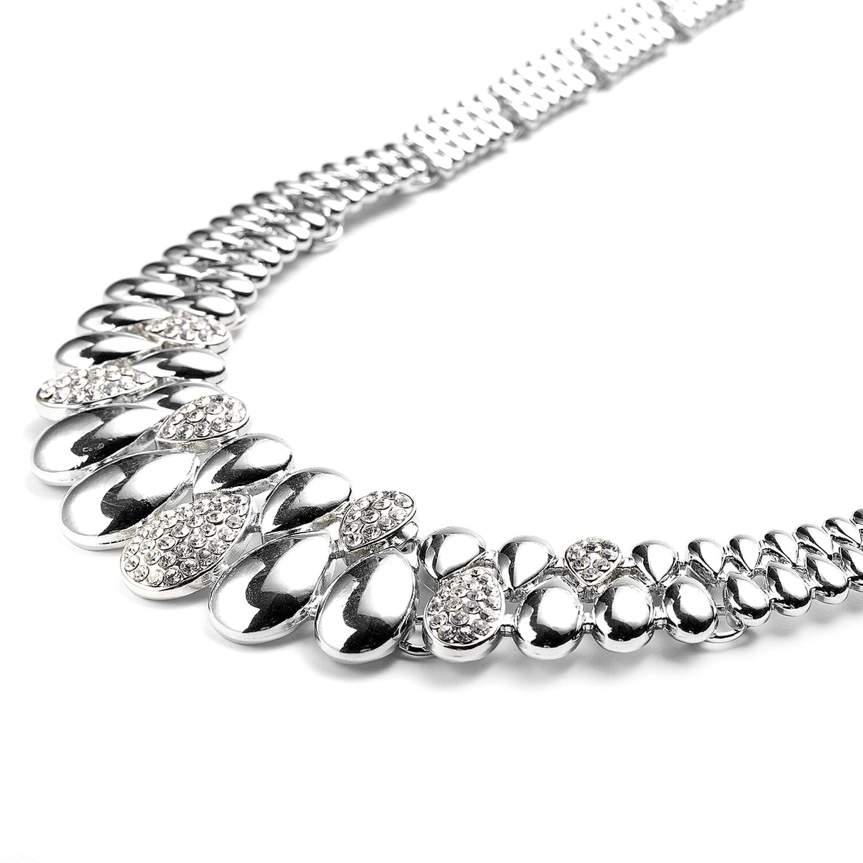 White Austrian Crystal Necklace (Size - 20 with 2 inch Extender) in Silver Tone 3682385 1