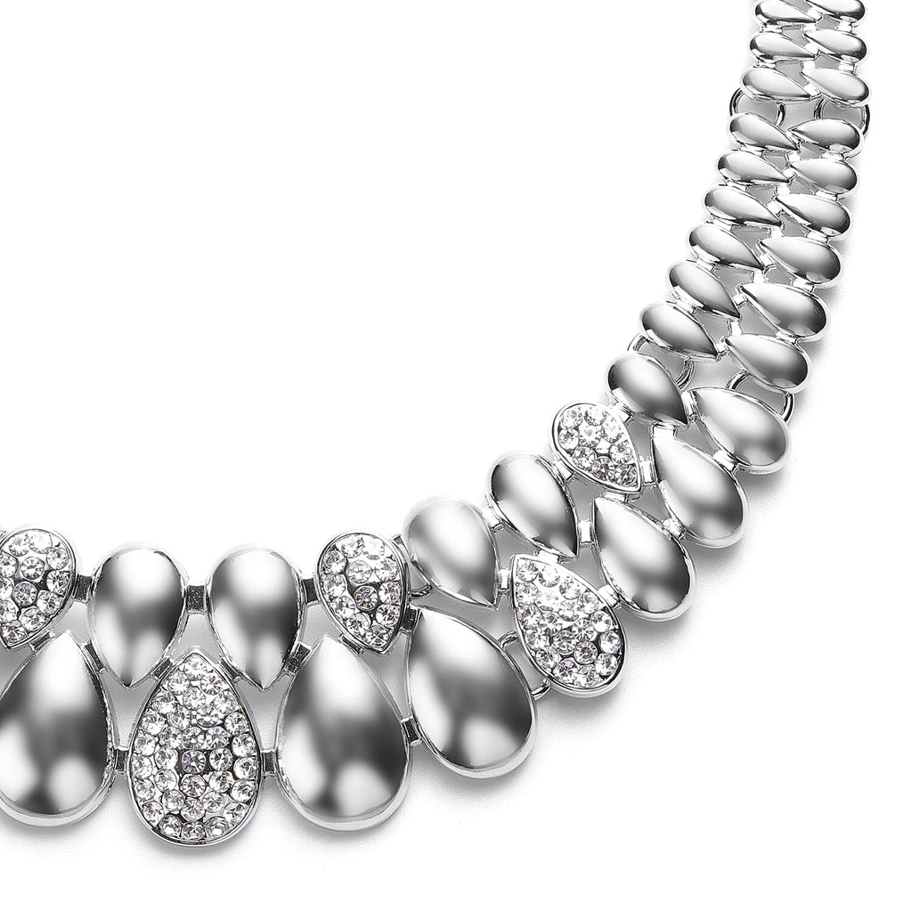 White Austrian Crystal Necklace (Size - 20 with 2 Inch Extender) in Silver Tone