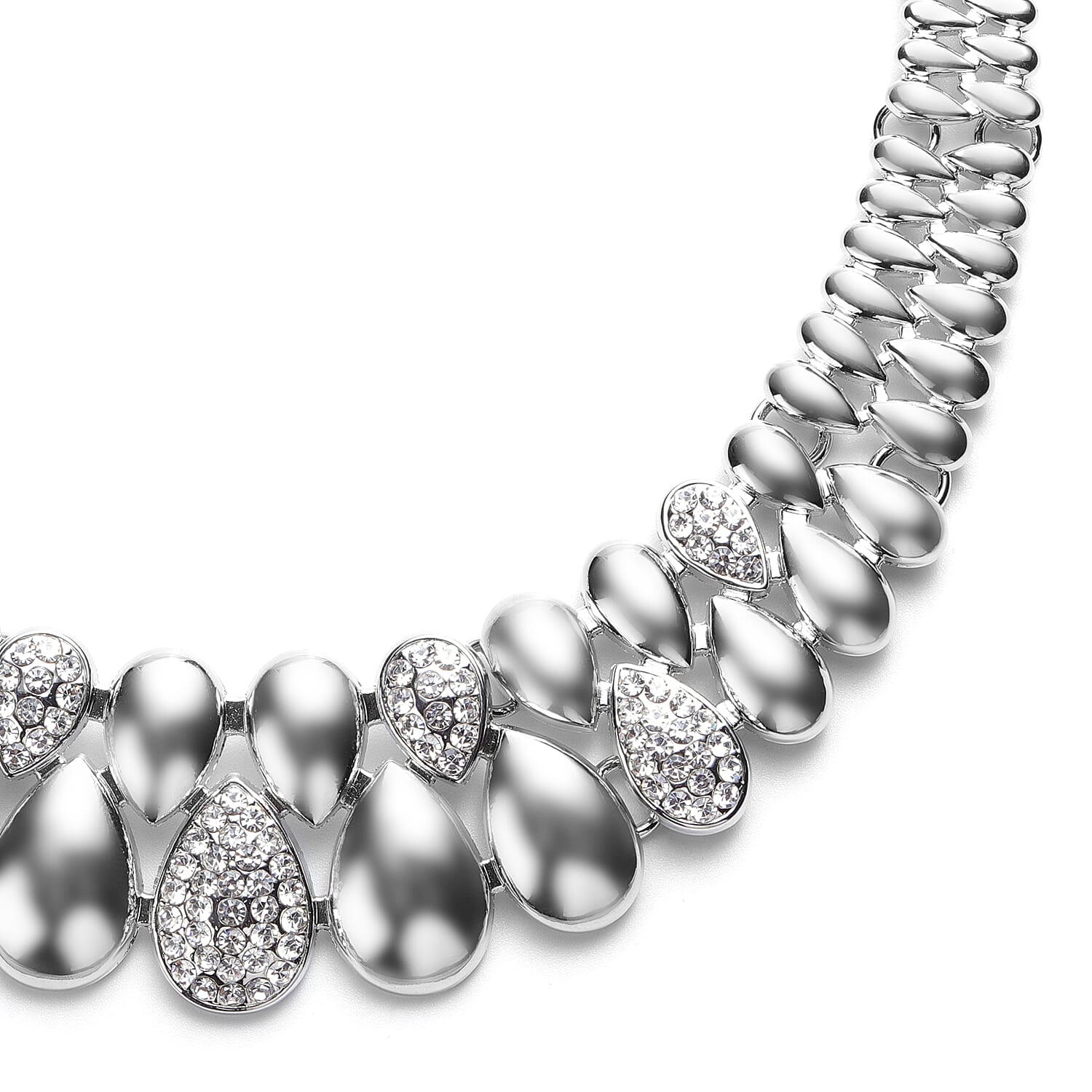 White Austrian Crystal Necklace (Size - 20 with 2 inch Extender) in Silver Tone 3682385 2