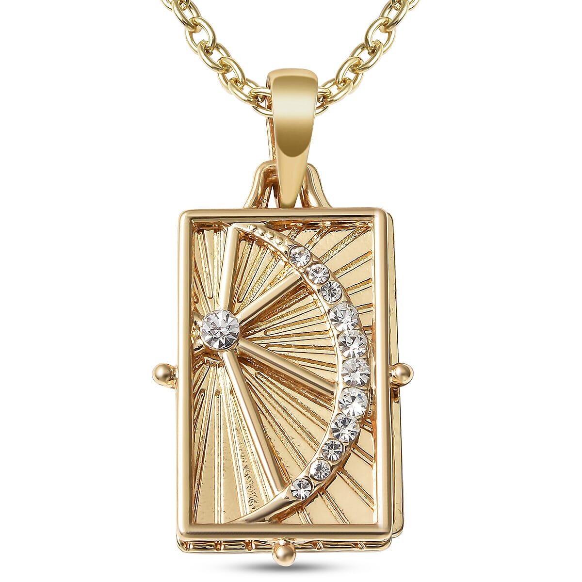 White Austrian Crystal Pendant With Chain (Size - 24 With 2 Inch Extender ) in Yellow Gold Tone 6849419 0