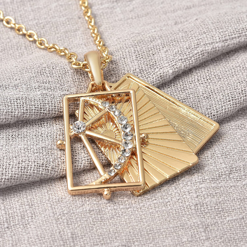 White Austrian Crystal Pendant With Chain (Size - 24 With 2 Inch Extender ) in Yellow Gold Tone