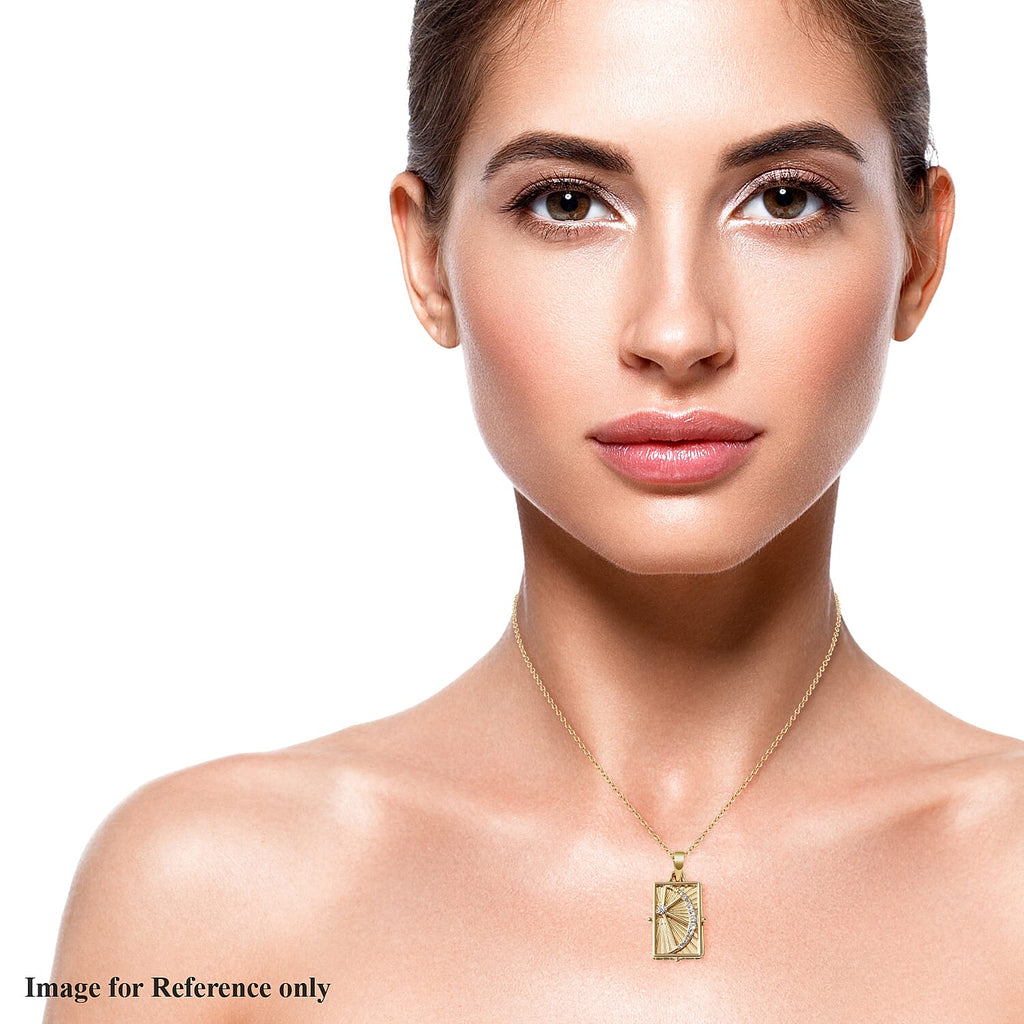 White Austrian Crystal Pendant With Chain (Size - 24 With 2 Inch Extender ) in Yellow Gold Tone