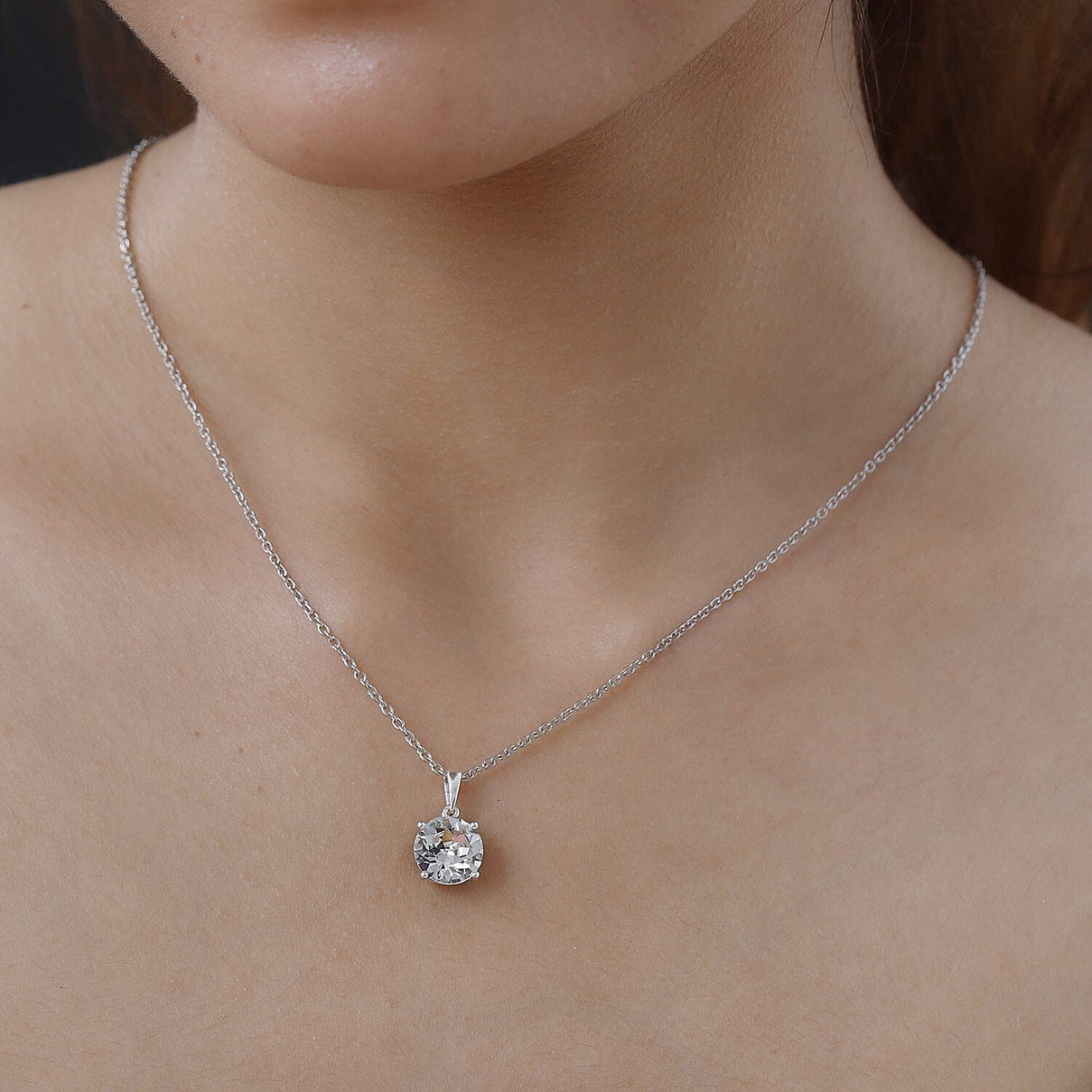 White Austrian Crystal Pendant with Stainless Steel Chain (Size 20) 4401637 1