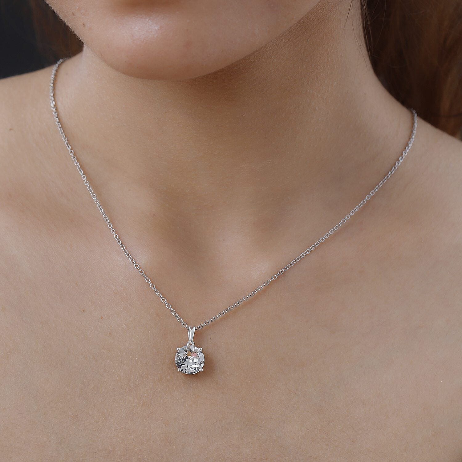 White Austrian Crystal Pendant with Stainless Steel Chain (Size 20) 4401637 1