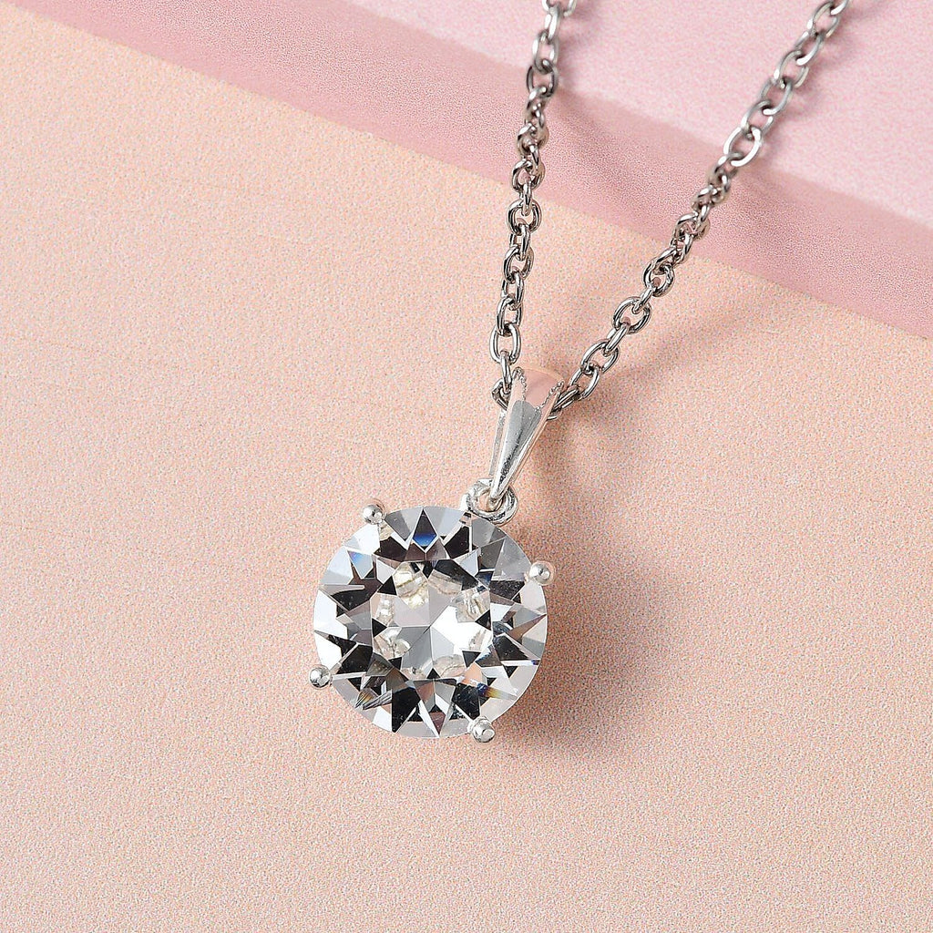 White Austrian Crystal Pendant in Sterling Silver with Free Chain (Size 20)