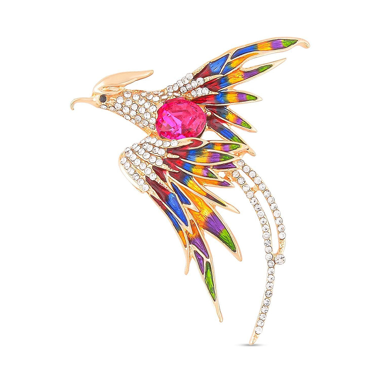 White Austrian Crystal Phoenix Bird Enamelled Brooch in Gold Tone 7325679 6