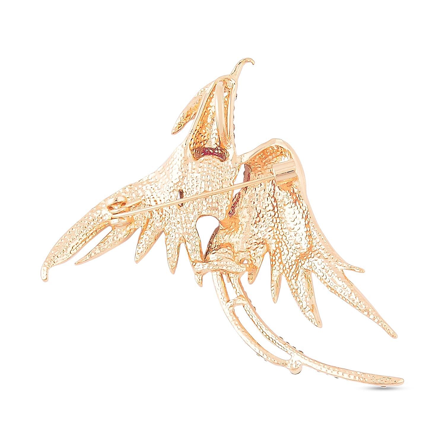 White Austrian Crystal Phoenix Bird Enamelled Brooch in Gold Tone 7325679 4