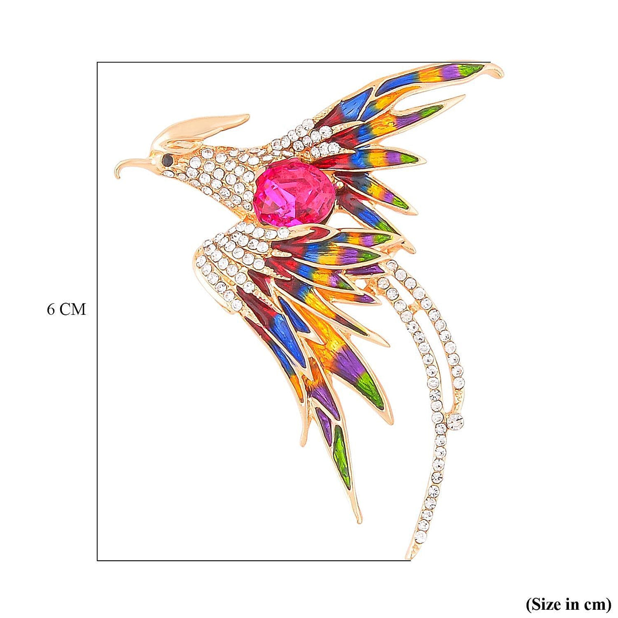 White Austrian Crystal Phoenix Bird Enamelled Brooch in Gold Tone 7325679 5