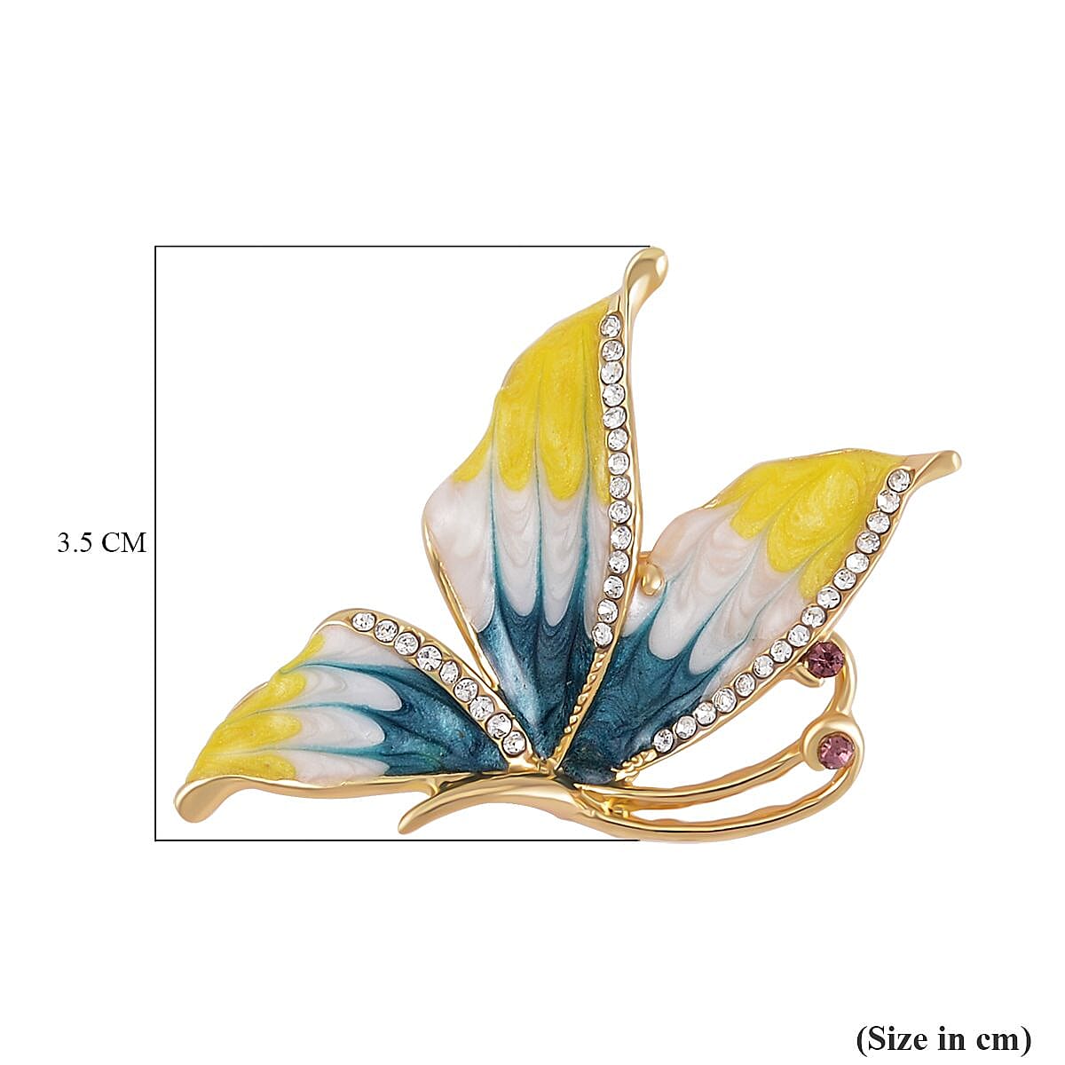White Austrian &amp; Purple Austrian Crystal Enamelled Butterfly Brooch 7601633 5