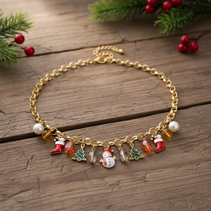 White Austrian Crystal, Simulated Pearl &amp; Multi Colour Crystal Charms Necklace (Size 20-2 Inch Ext) in Yellow Gold Plated 8274467 2