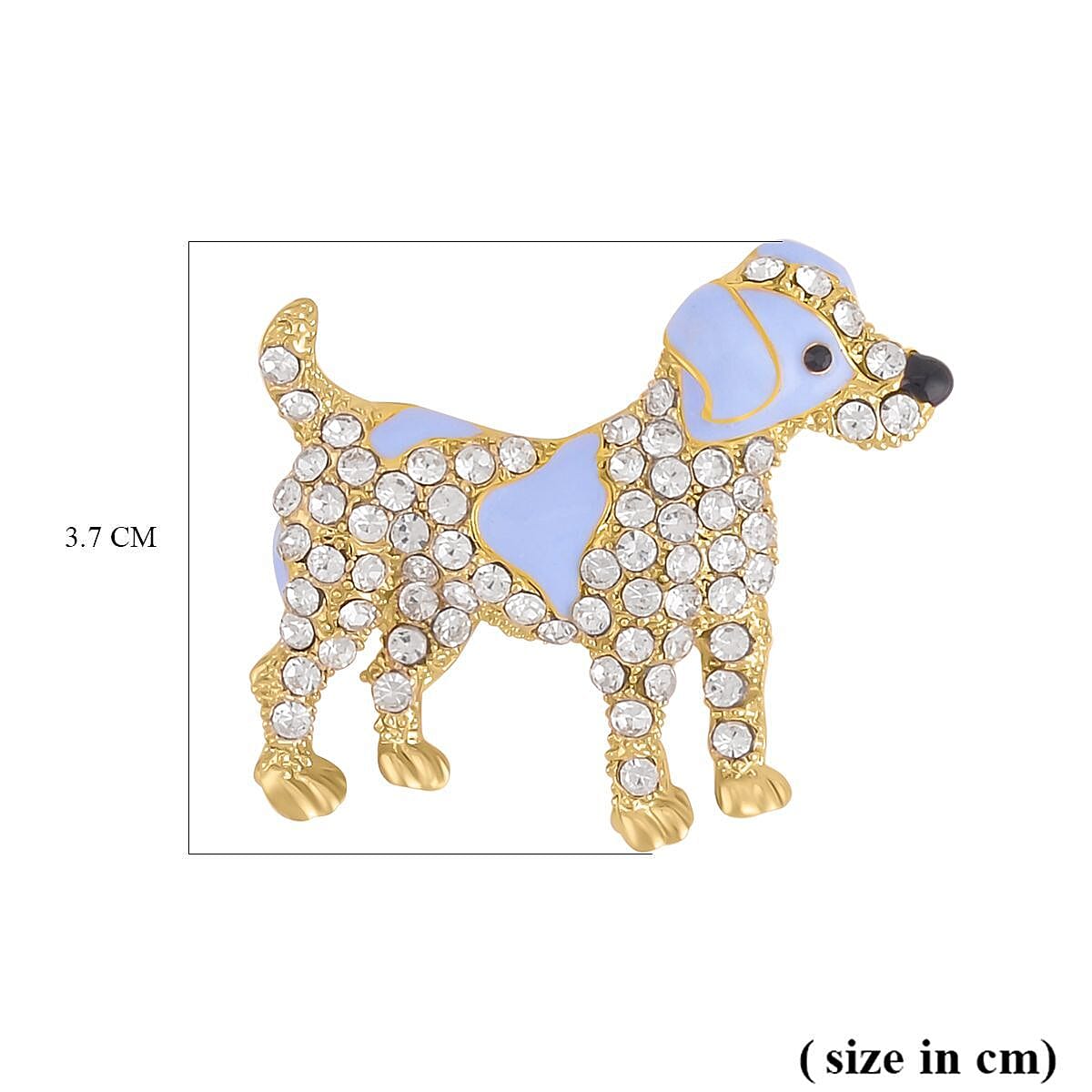 White Austrian Crystal and Black Austrian Crystal Enamelled Dog Brooch in Yellow Gold Tone. 7362820 4
