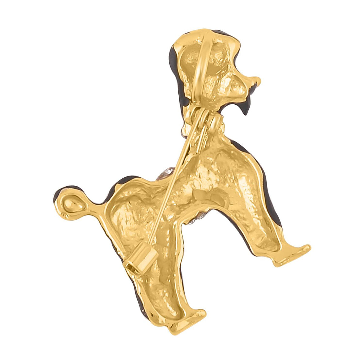 White Austrian Crystal and Neon Green Austrian Crystal with Black Enamelled Puppy Brooch in Yellow Gold Tone 7362758 3
