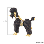 White Austrian Crystal and Neon Green Austrian Crystal with Black Enamelled Puppy Brooch in Yellow Gold Tone