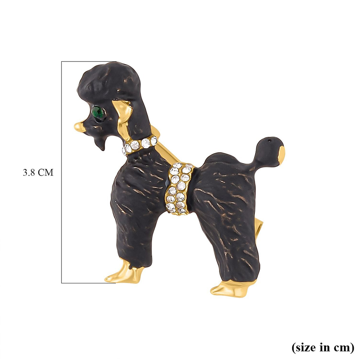 White Austrian Crystal and Neon Green Austrian Crystal with Black Enamelled Puppy Brooch in Yellow Gold Tone 7362758 4