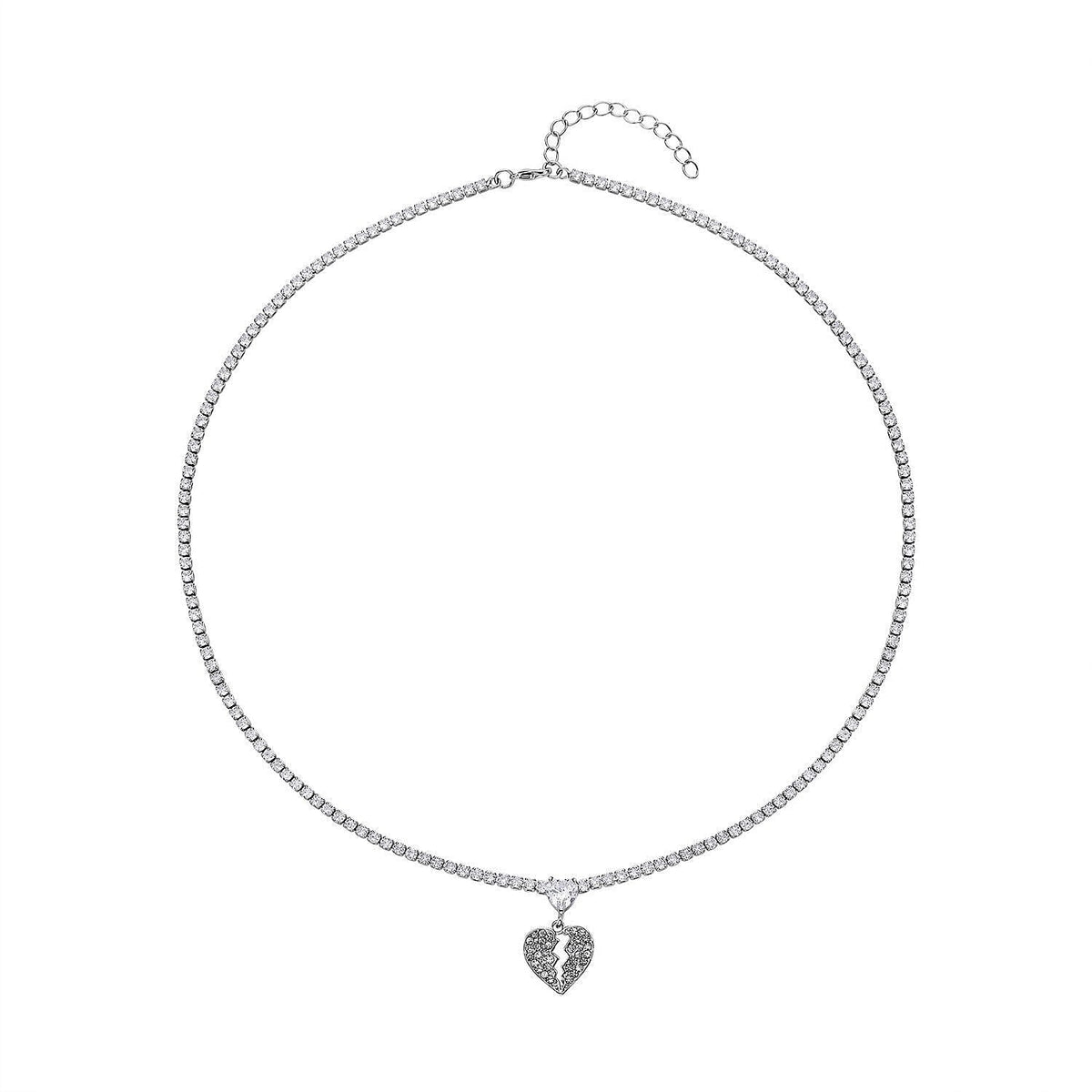 White Austrian Crystal and Simulated Diamond Necklace (Size - 20) with Lobster Clasp in Silver Tone 7320070 0
