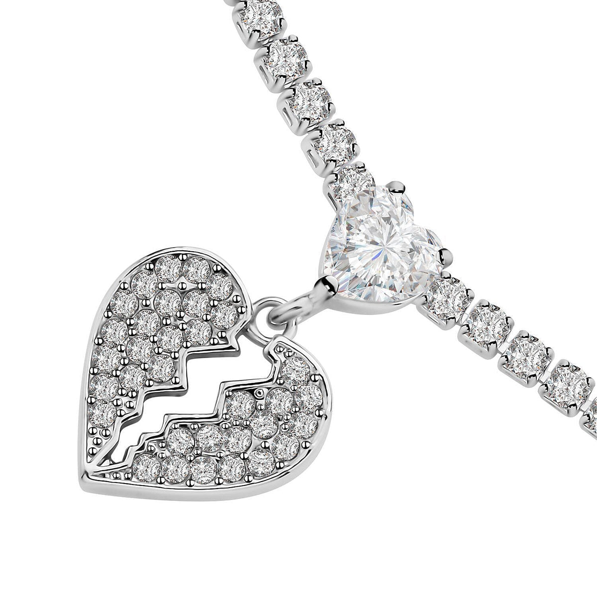 White Austrian Crystal and Simulated Diamond Necklace (Size - 20) with Lobster Clasp in Silver Tone 7320070 2