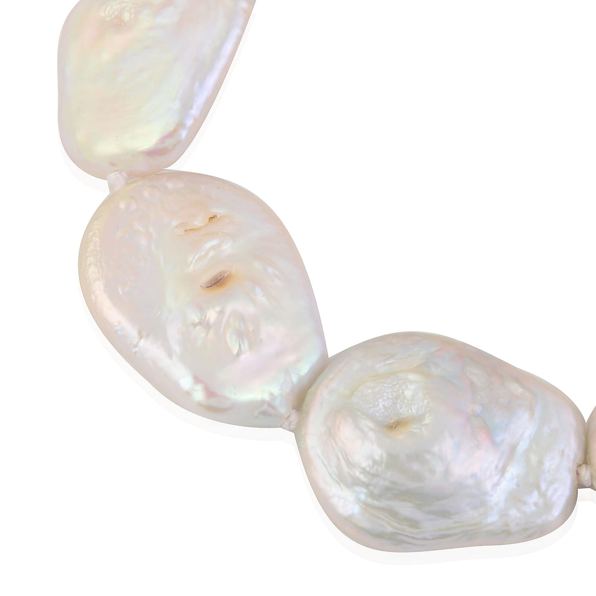 White Baroque Pearl Beaded Bracelet in Rhodium Plated Sterling Silver 7.5 Inch 3640237 1