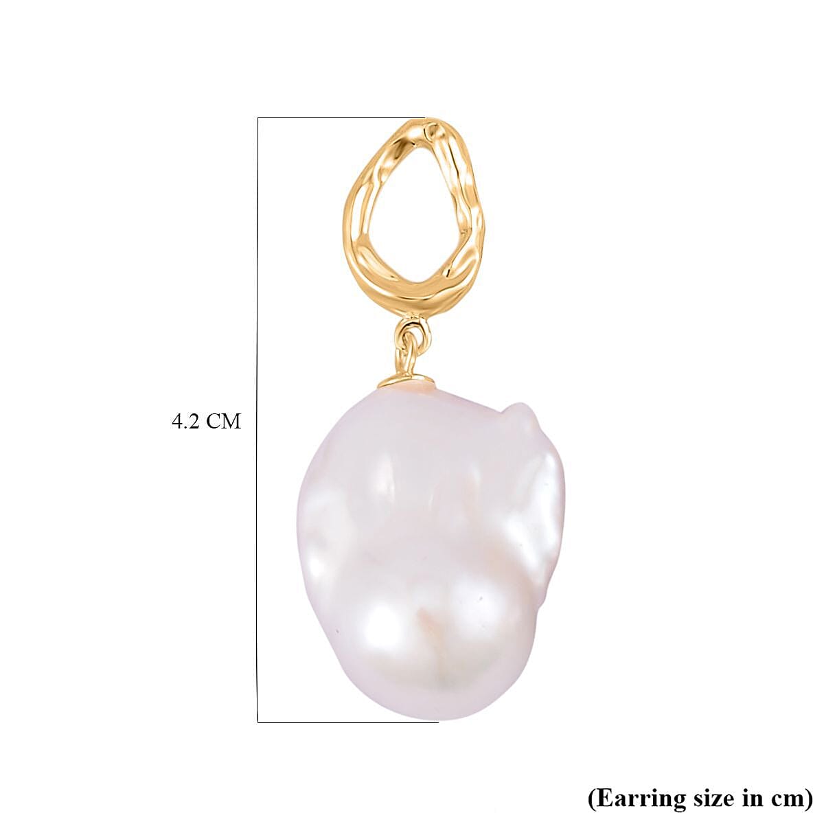 White Baroque Pearl Earrings in Yellow Gold Plated Sterling Silver 7548653 4