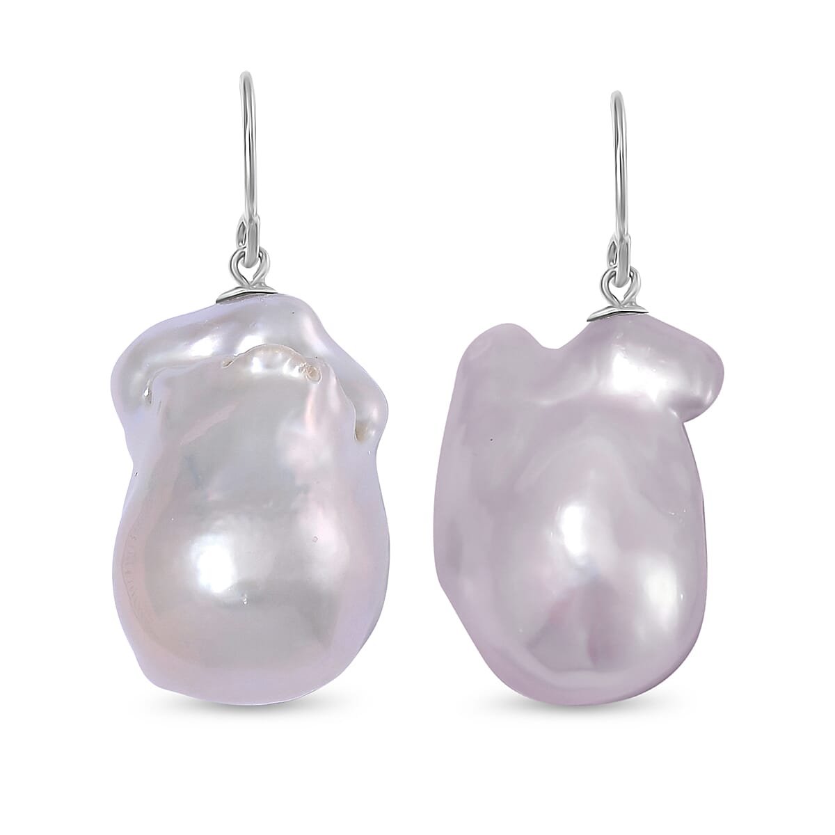 White Baroque Pearl  Earrings in Rhodium Overlay Sterling Silver 87.70 ct. 7857614 0