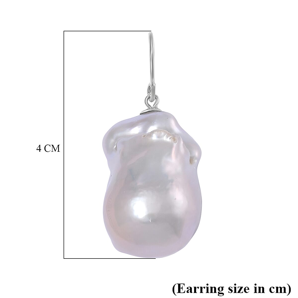 White Baroque Pearl  Earrings in Rhodium Overlay Sterling Silver 87.70 ct. 7857614 5