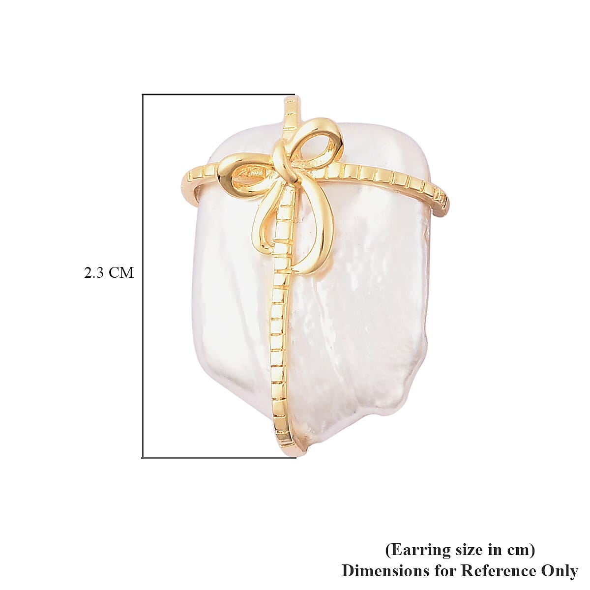 White Baroque Pearl Gift Design Stud Earrings in Yellow Gold Overlay Sterling Silver 3687717 5