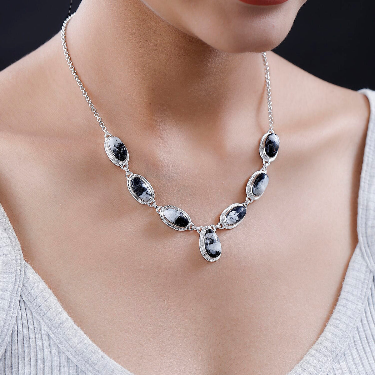 White Buffalo Necklace (Size - 20) in Sterling Silver 23.56 Ct, Silver Wt. 19.11 Gms 7555704 2