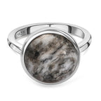 White Buffalo Solitaire Ring in Platinum Overlay Sterling Silver 7.24  Ct.