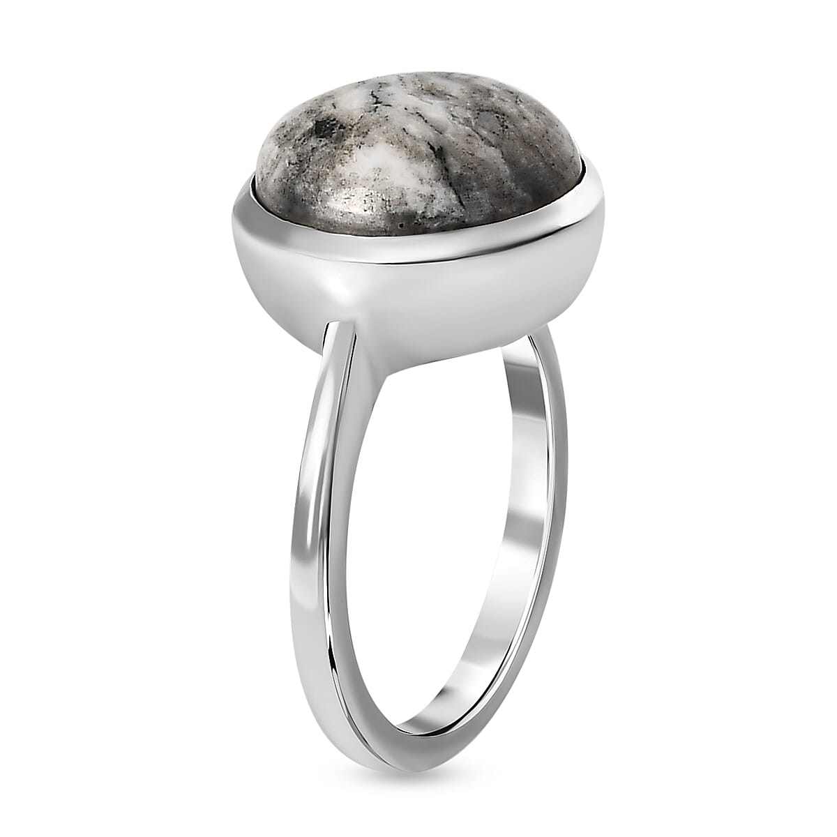 White Buffalo Solitaire Ring in Platinum Overlay Sterling Silver 7.24  Ct. 7556095 3