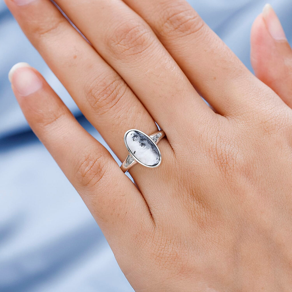 White Buffalo and Natural Zircon Ring in Platinum Overlay Sterling Silver 3.41 Ct