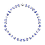 Hand Painted Ceramic Beads Necklace (Size - 20) with Magnetic Lock in Silver Tone - Blue