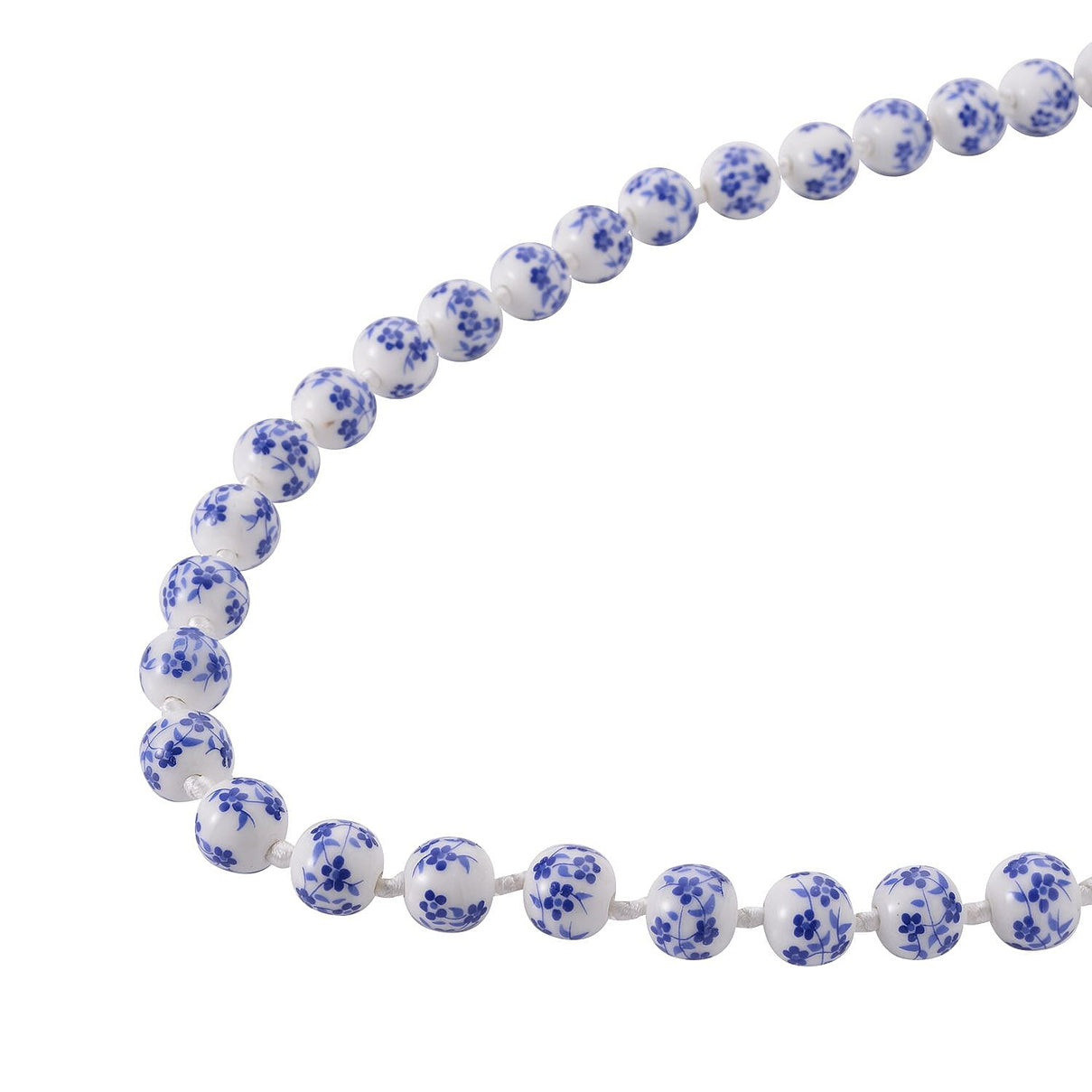 Hand Painted Ceramic Beads Necklace (Size - 20) with Magnetic Lock in Silver Tone - Blue 7163927 3