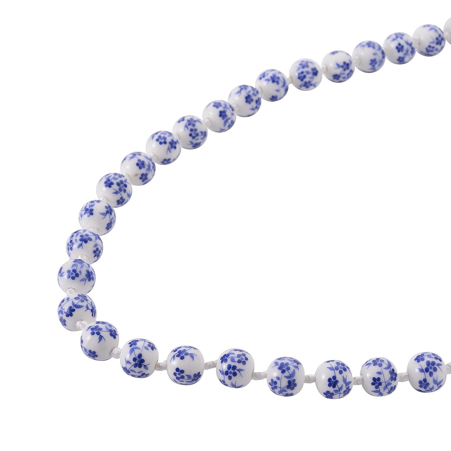 Hand Painted Ceramic Beads Necklace (Size - 20) with Magnetic Lock in Silver Tone - Blue 7163927 3