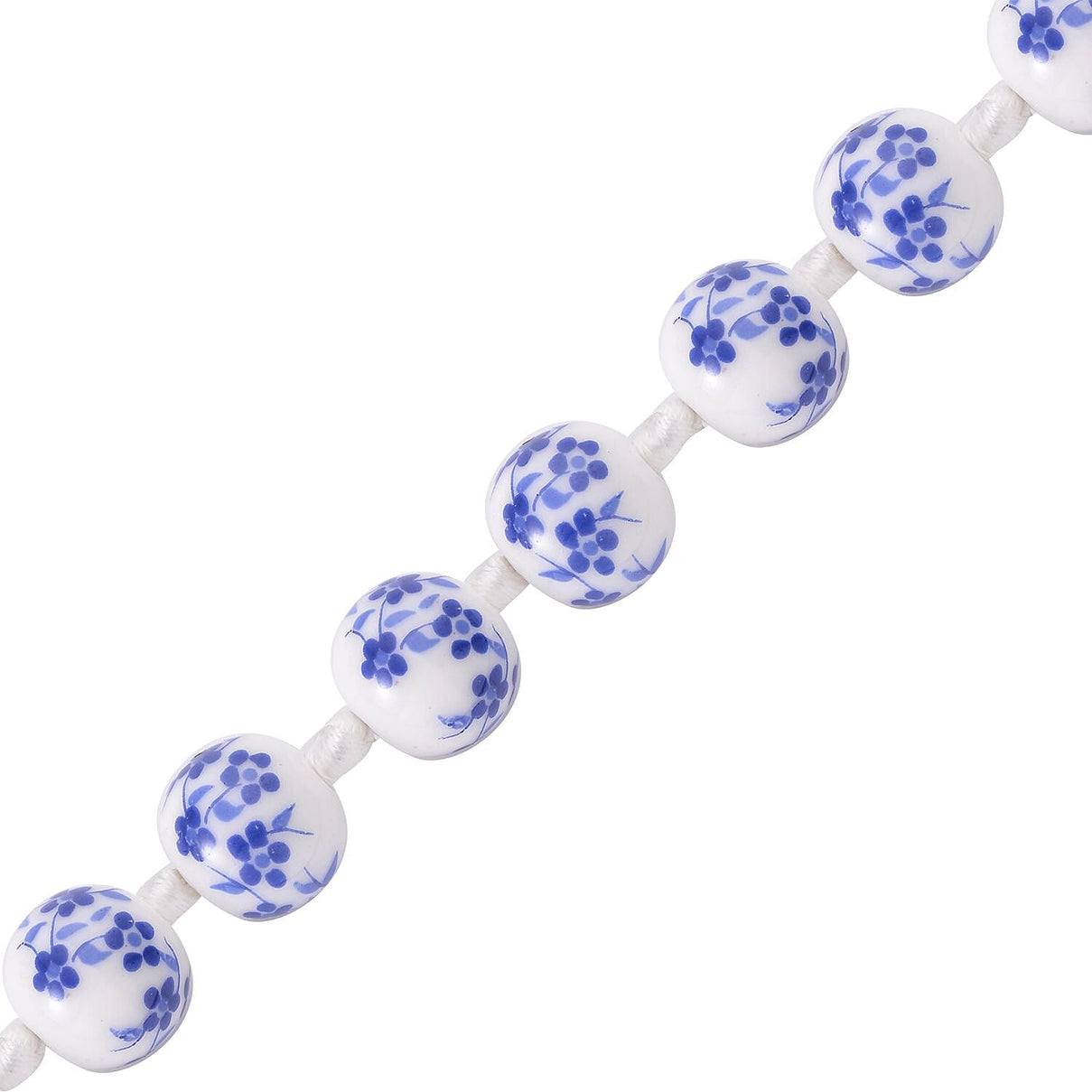 Hand Painted Ceramic Beads Necklace (Size - 20) with Magnetic Lock in Silver Tone - Blue 7163927 4