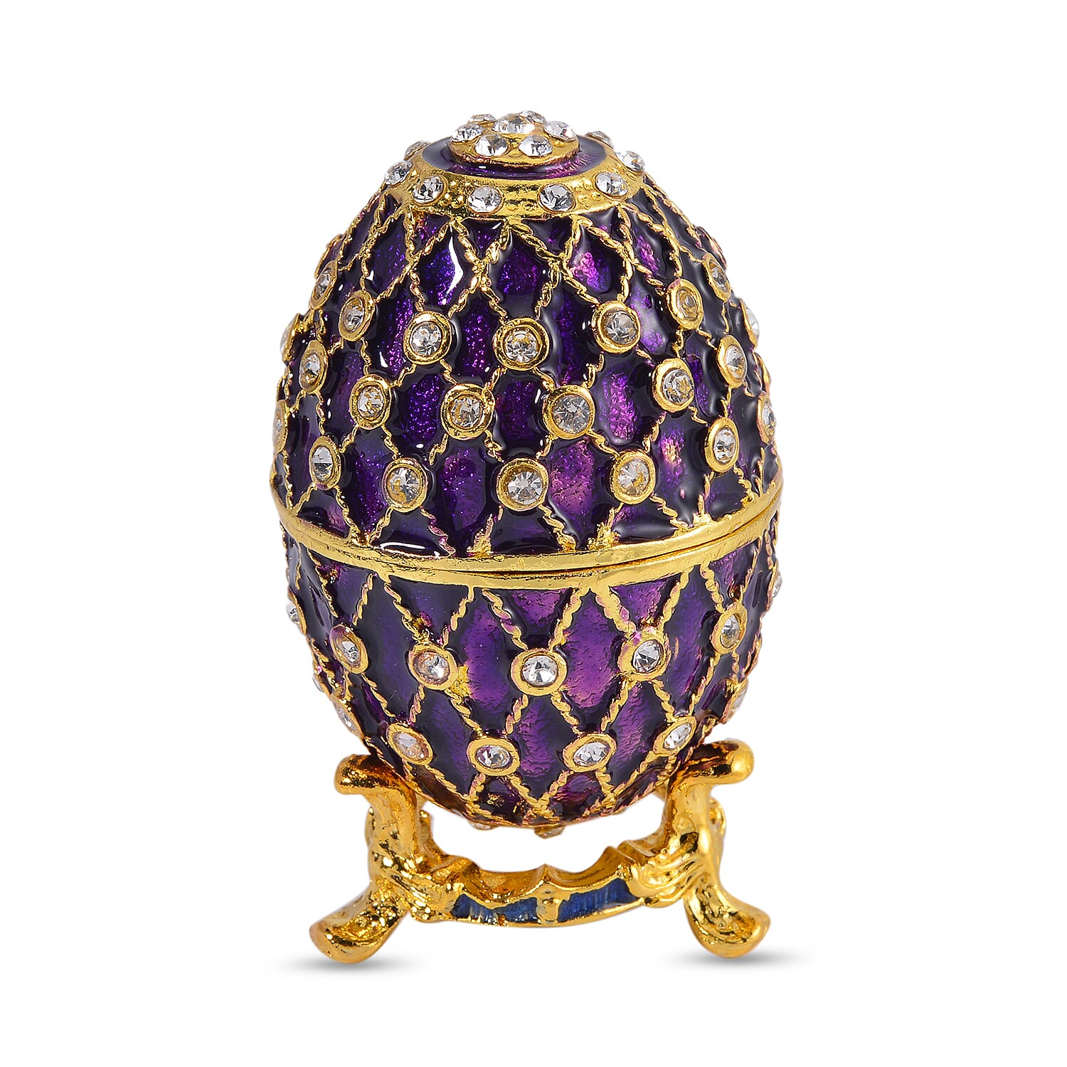 Easter Special - Austrian Crystal Trinket Box with Purple Enamelling &amp; Tripod Stand 7693606 0