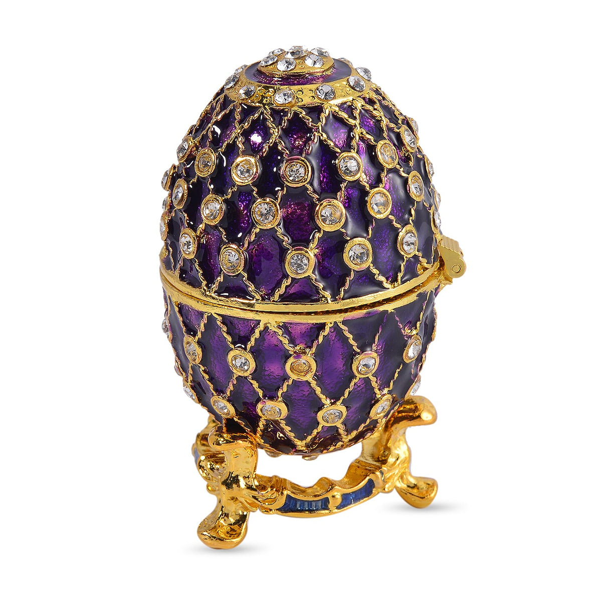 Easter Special - Austrian Crystal Trinket Box with Purple Enamelling &amp; Tripod Stand 7693606 3