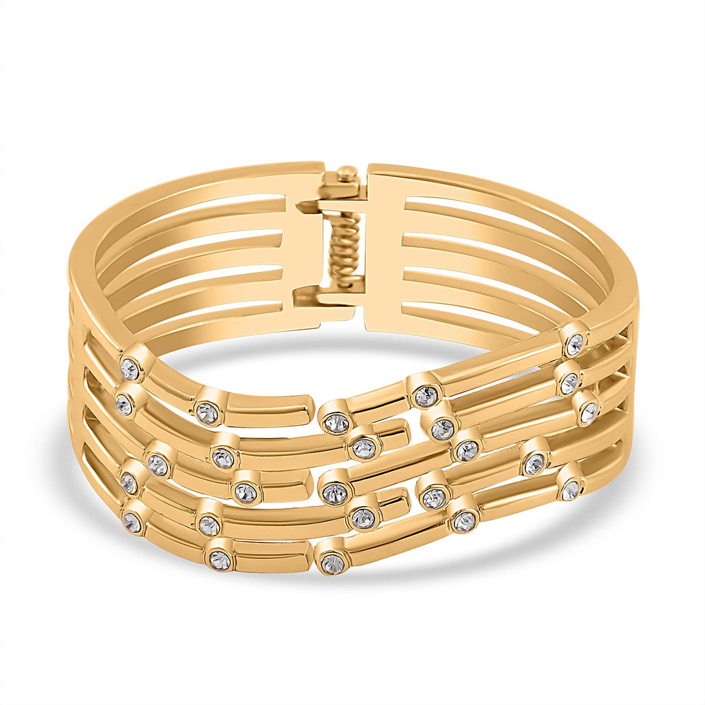 White Austrian Crystal Bubble Multi Row Bangle