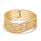 White Austrian Crystal Bubble Multi Row Bangle