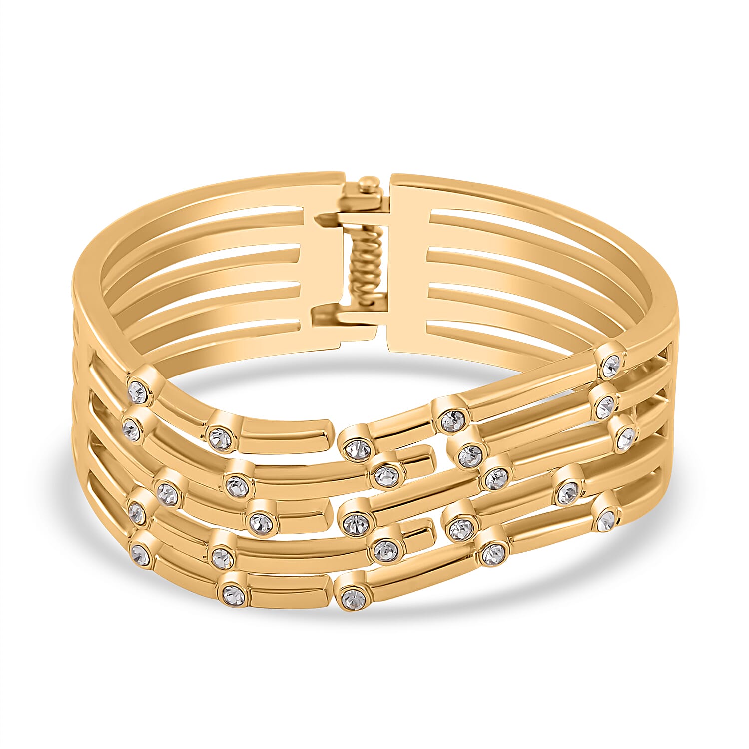 White Austrian Crystal Bubble Multi Row Stackable Bangle 7681298 0
